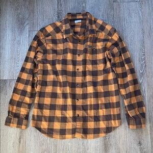 Columbia Men's flannel shirt size large Brown and orange  Check outdoors plaid
